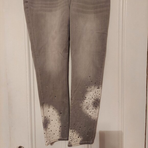 Chico's Denim - NWT Chico's Gray & White Tie Dye Design Pull On Denim Jeggings size 1 (8/10)